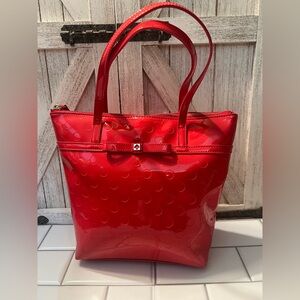 Red Patent Leather Tote Bag